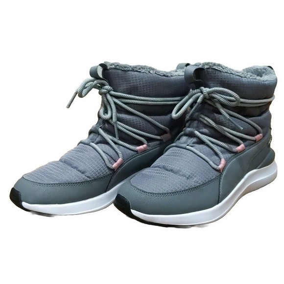 Puma Women's Adela Winter Boots Size 7 Gray Puretex Softfoam Shearling Lined - Picture 1 of 8